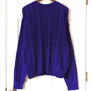 Serious Affairs 80's Vintage Deadstock Ribbed Knit Crewneck Sweater Purple Large